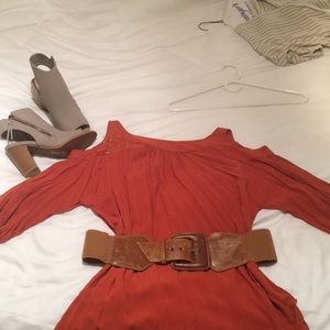 Orange Peep Shoulder Top